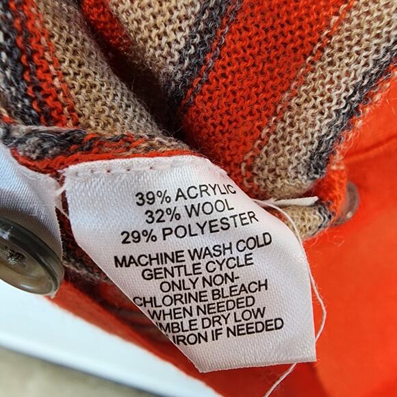 Ann Taylor LOFT Cardigan Sweater Size S Orange Tan Chevron Preppy Y2K Academia - Picture 8 of 8